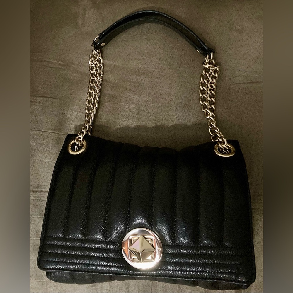 Kate Spade Black Quilted Shoulder Bag with Gold Accents